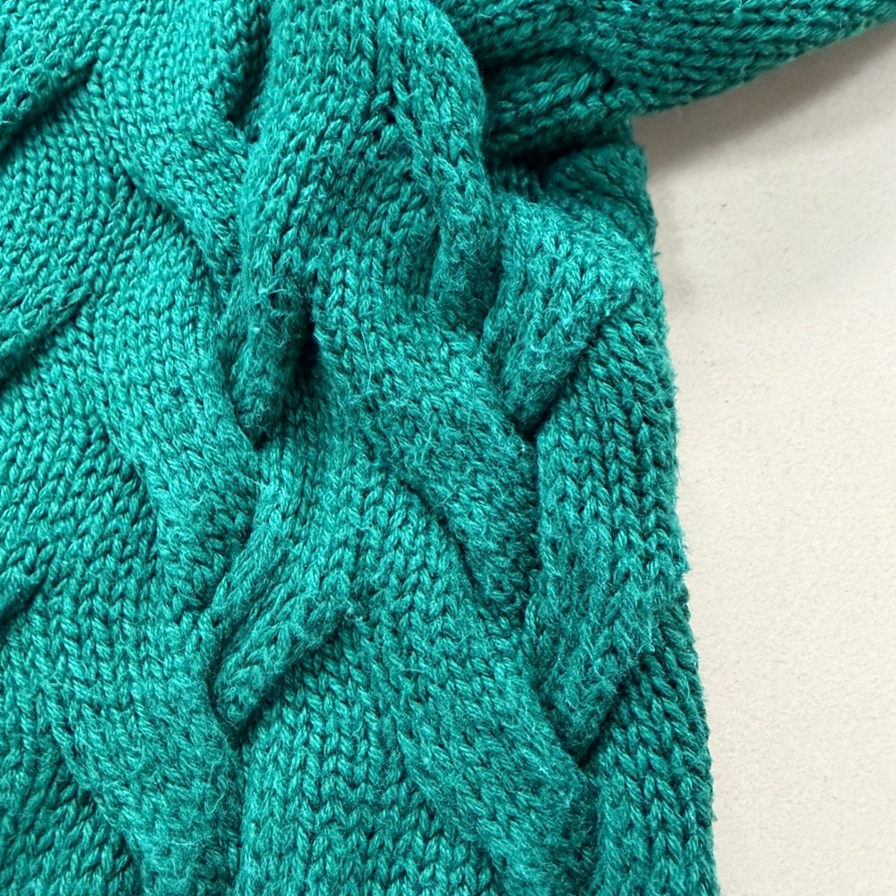 Lands End Drifter Hunter Green Cable Knit Sweater Womens 2X 20W-22W Fisherman - Picture 9 of 11